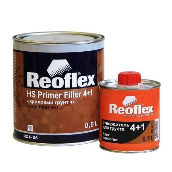 REOFLEX 2К акриловый грунт HS 4+1 серый, комплект 0,8+0,2 л